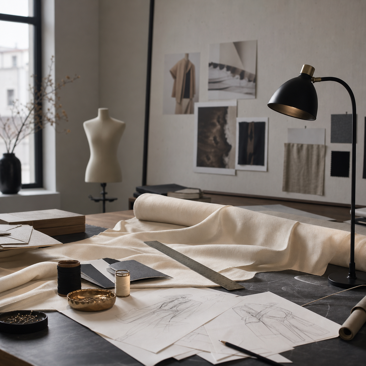 Refined fashion studio workspace